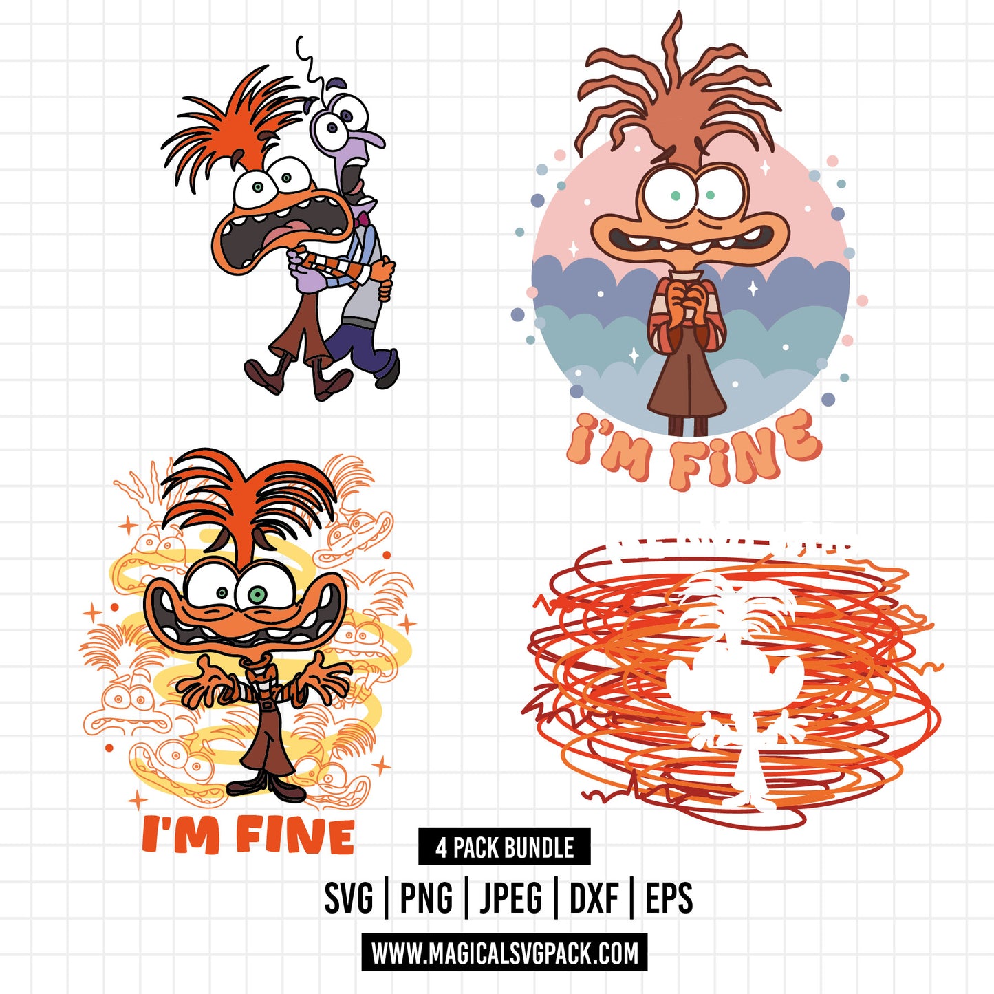 COD1522 - Anxiety, Inside Out bundle, Disney clipart Svg, Png, Eps, Dxf, Jpeg, vector.