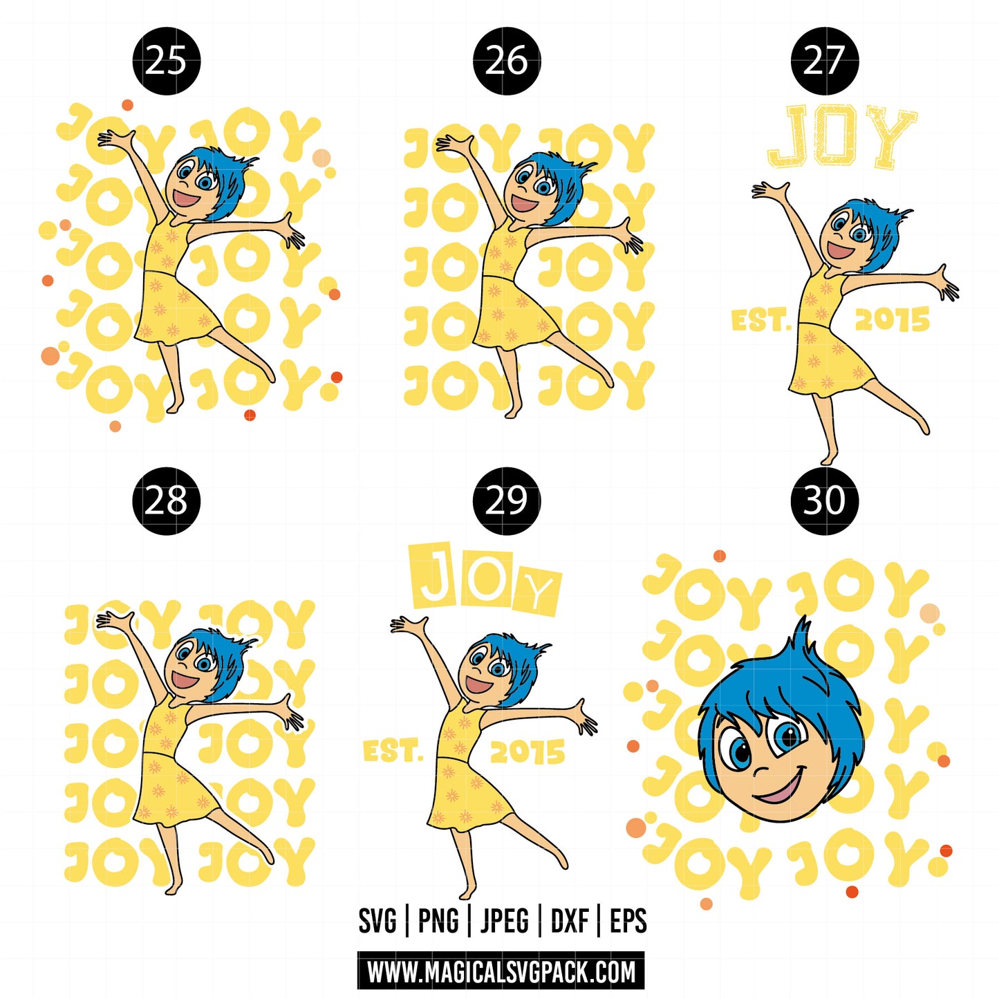 COD1528 - Inside Out patterns bundle, Disney clipart Svg, Png, Eps, Dxf, Jpeg, vector.