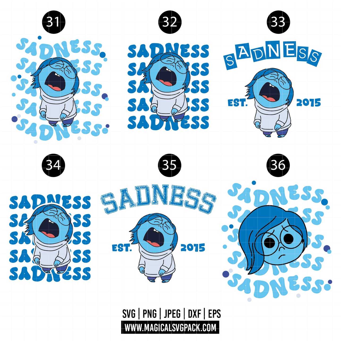 COD1528 - Inside Out patterns bundle, Disney clipart Svg, Png, Eps, Dxf, Jpeg, vector.