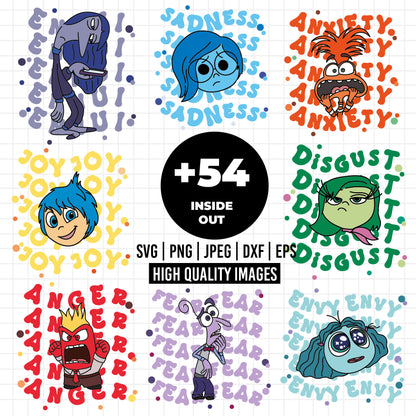 COD1528 - Inside Out patterns bundle, Disney clipart Svg, Png, Eps, Dxf, Jpeg, vector.