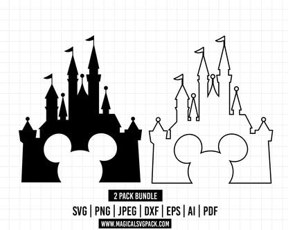 COD152 - Disney Castle Magic Kingdom bundle, Disneyland clipart Svg, Png, Eps, Dxf, Jpeg, vector.