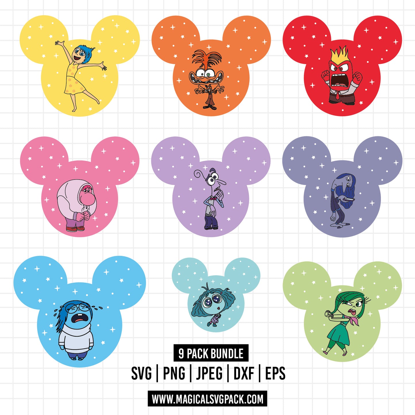 COD1531 - Inside Out bundle, Disney clipart Svg, Png, Eps, Dxf, Jpeg, vector.