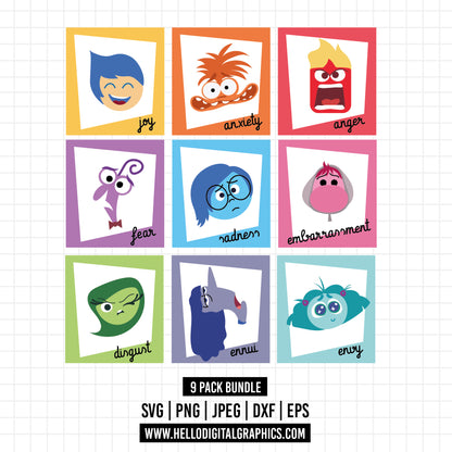COD1538 - Inside Out bundle, Disney clipart Svg, Png, Eps, Dxf, Jpeg, vector.