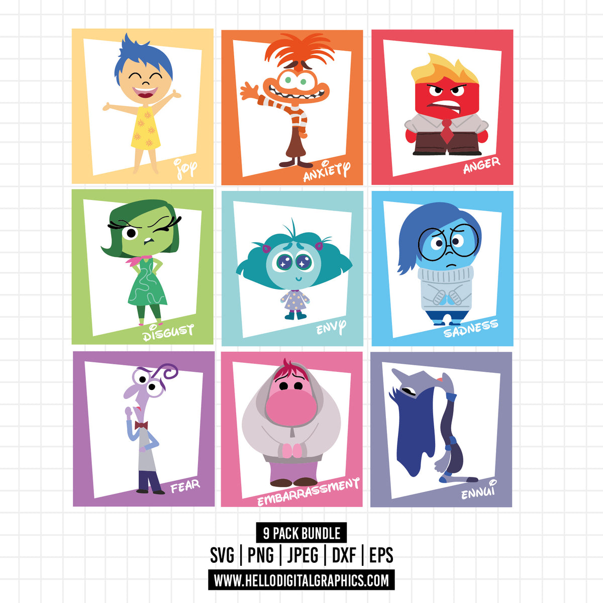 COD1539 - Inside Out bundle, Disney clipart Svg, Png, Eps, Dxf, Jpeg, vector.