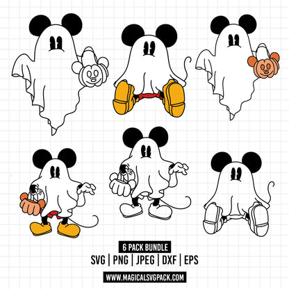 COD1549 - Mickey & Minnie ghosts bundle, Disney Halloween clipart Svg, Png, Eps, Dxf, Jpeg, vector.
