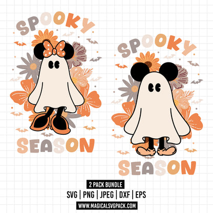 COD1552 - Mickey & Minnie Spooky Season bundle, Disney Halloween clipart Svg, Png, Eps, Dxf, Jpeg, vector.