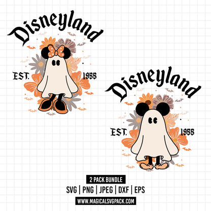COD1557 - Mickey & Minnie Spooky in Disneyland bundle, Disney Halloween clipart Svg, Png, Eps, Dxf, Jpeg, vector.