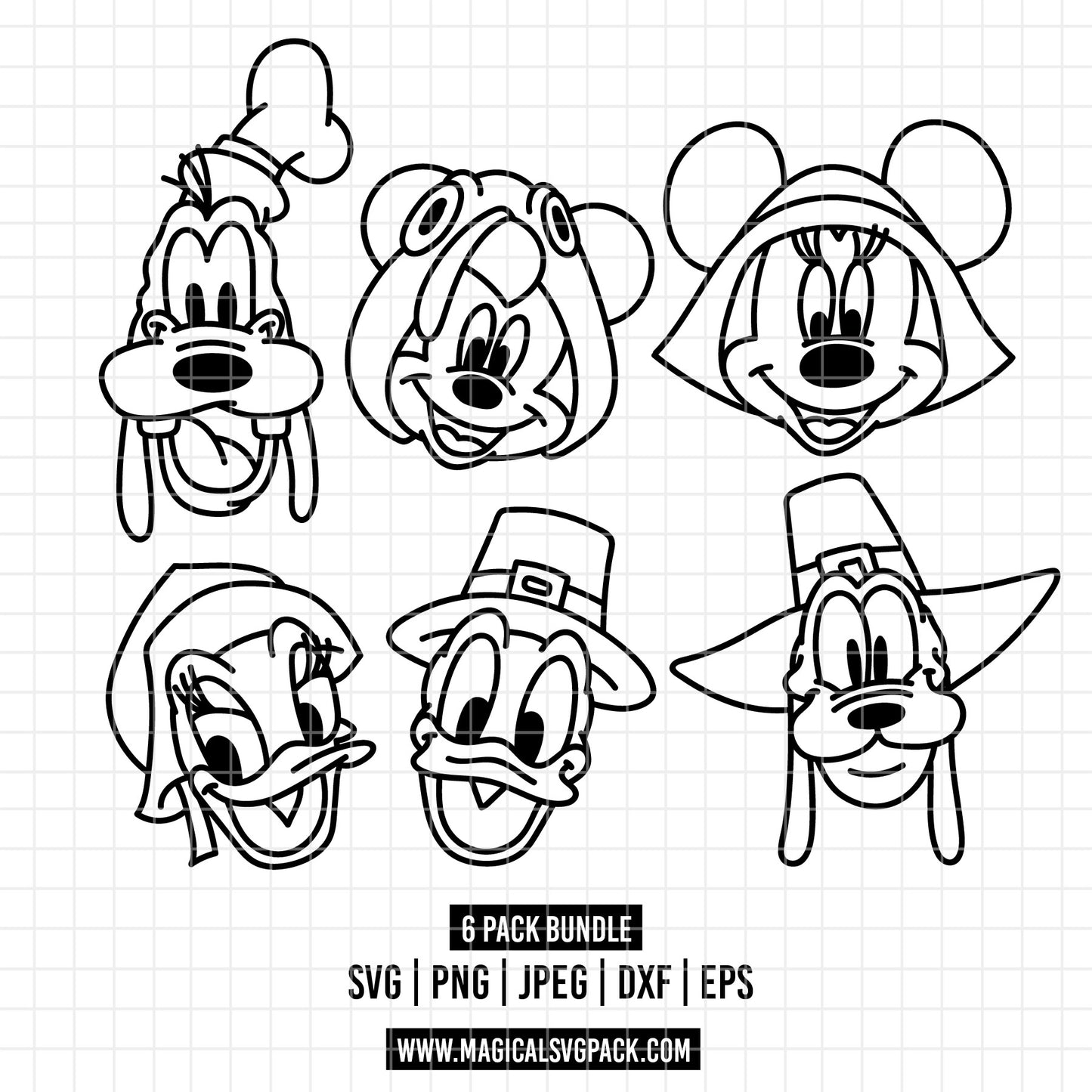 COD1567 - Disney Classics bundle line art, Disney clipart Svg, Png, Eps, Dxf, Jpeg, vector.