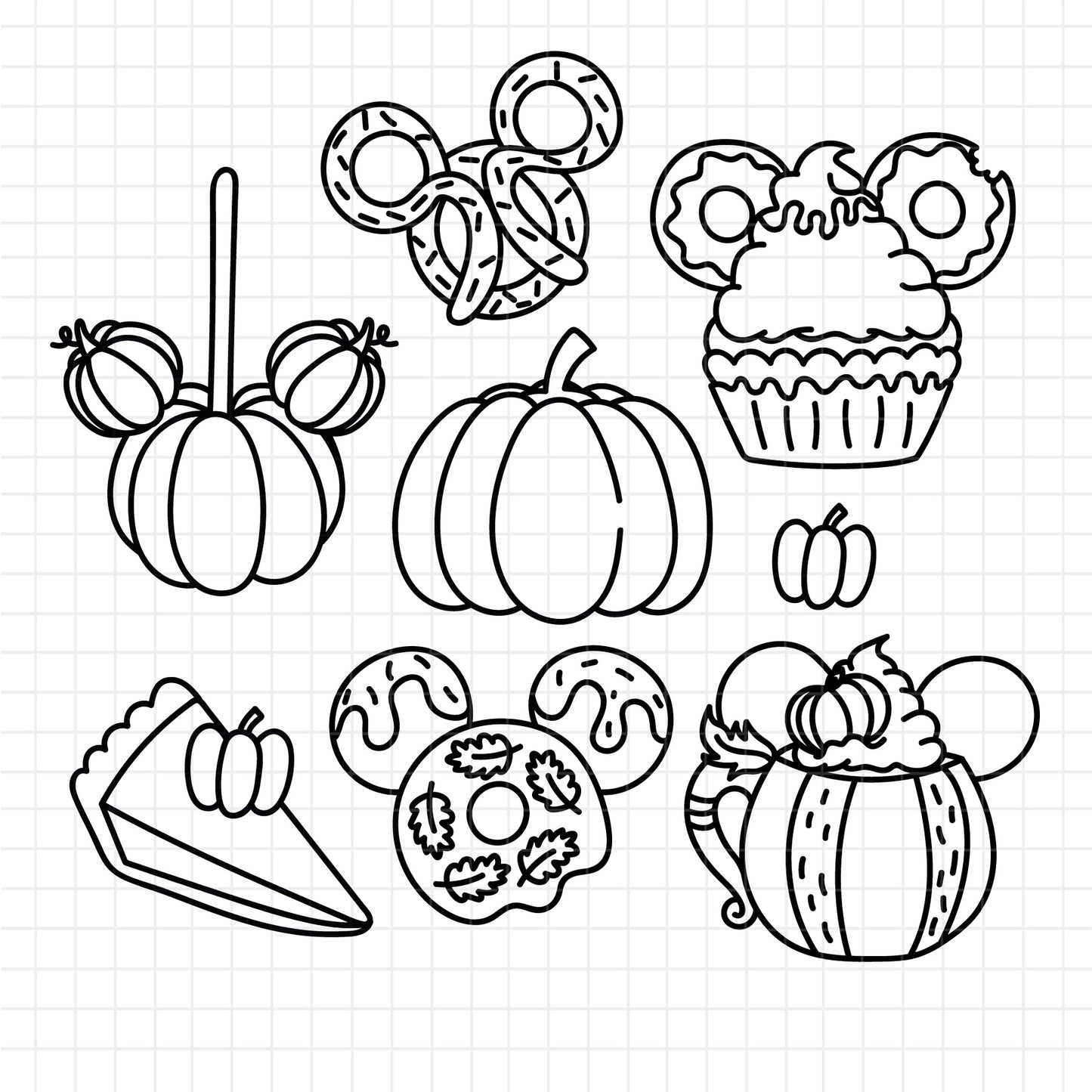 COD1570 - Disney Snack Goals bundle line art, Disney trips clipart Svg, Png, Eps, Dxf, Jpeg, vector.