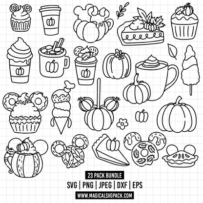 COD1570 - Disney Snack Goals bundle line art, Disney trips clipart Svg, Png, Eps, Dxf, Jpeg, vector.
