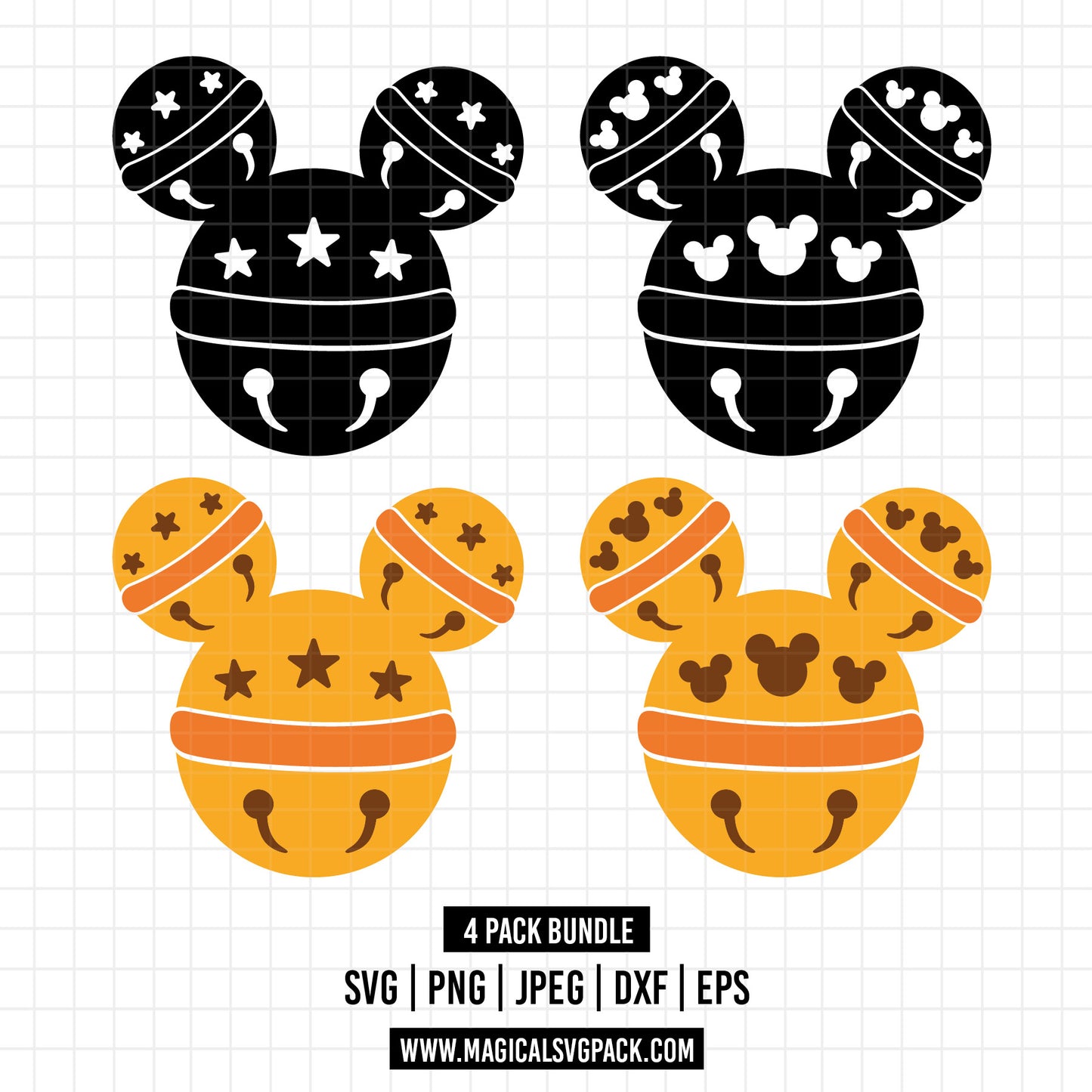COD1574 - Disney jingle bells bundle, Disney Christmas clipart Svg, Png, Eps, Dxf, Jpeg, vector.