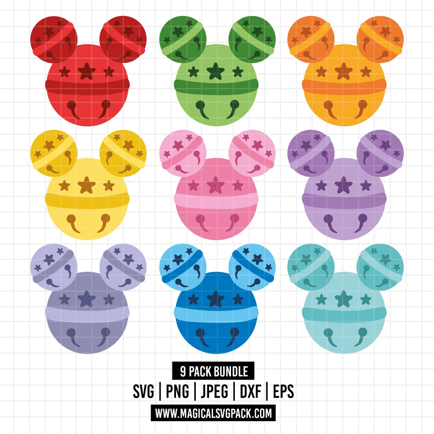 COD1575 - Disney jingle bells bundle, Disney Christmas clipart Svg, Png, Eps, Dxf, Jpeg, vector.