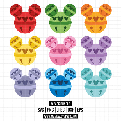 COD1576 - Disney jingle bells bundle, Disney Christmas clipart Svg, Png, Eps, Dxf, Jpeg, vector.