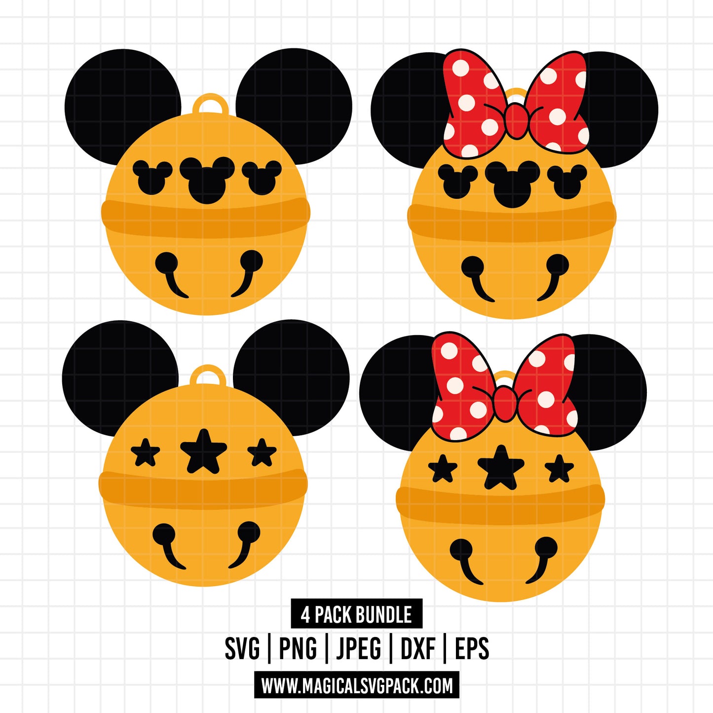 COD1577 - Disney jingle bells bundle, Disney Christmas clipart Svg, Png, Eps, Dxf, Jpeg, vector.