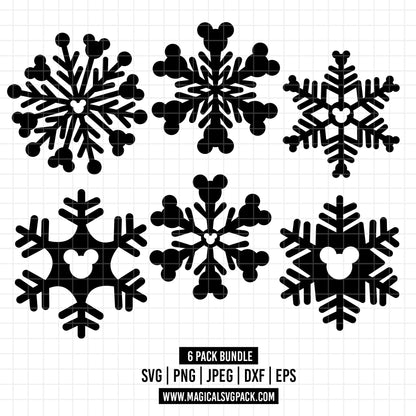COD1579 - Disney Snowflake bundle, Disney Christmas clipart Svg, Png, Eps, Dxf, Jpeg, vector.