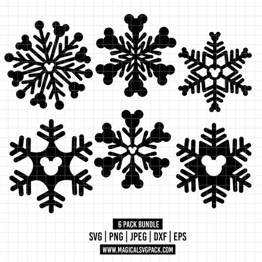 COD1579 - Disney Snowflake bundle, Disney Christmas clipart Svg, Png, Eps, Dxf, Jpeg, vector.