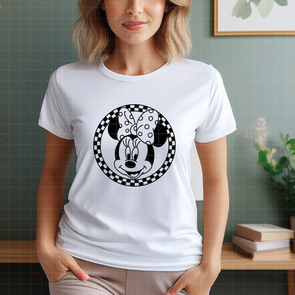 COD1591 - Minnie circle checkered bundle, Disney Classics clipart Svg, Png, Eps, Dxf, Jpeg, vector.