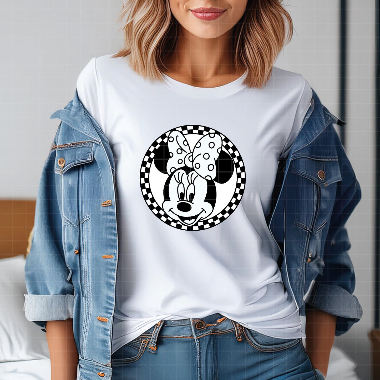 COD1591 - Minnie circle checkered bundle, Disney Classics clipart Svg, Png, Eps, Dxf, Jpeg, vector.