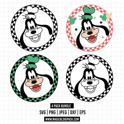 COD1608 - Goofy circle checkered bundle, Disney clipart Svg, Png, Eps, Dxf, Jpeg, vector.