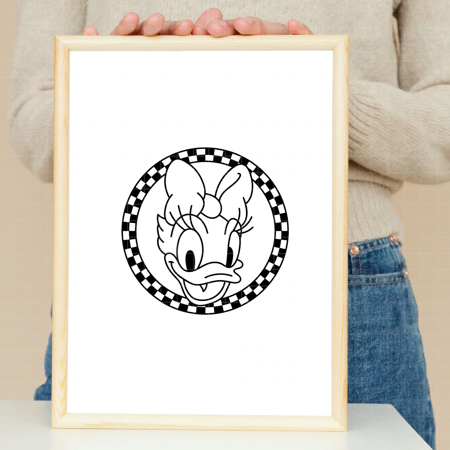 COD1622 - Daisy circle checkered bundle, Disney clipart Svg, Png, Eps, Dxf, Jpeg, vector.