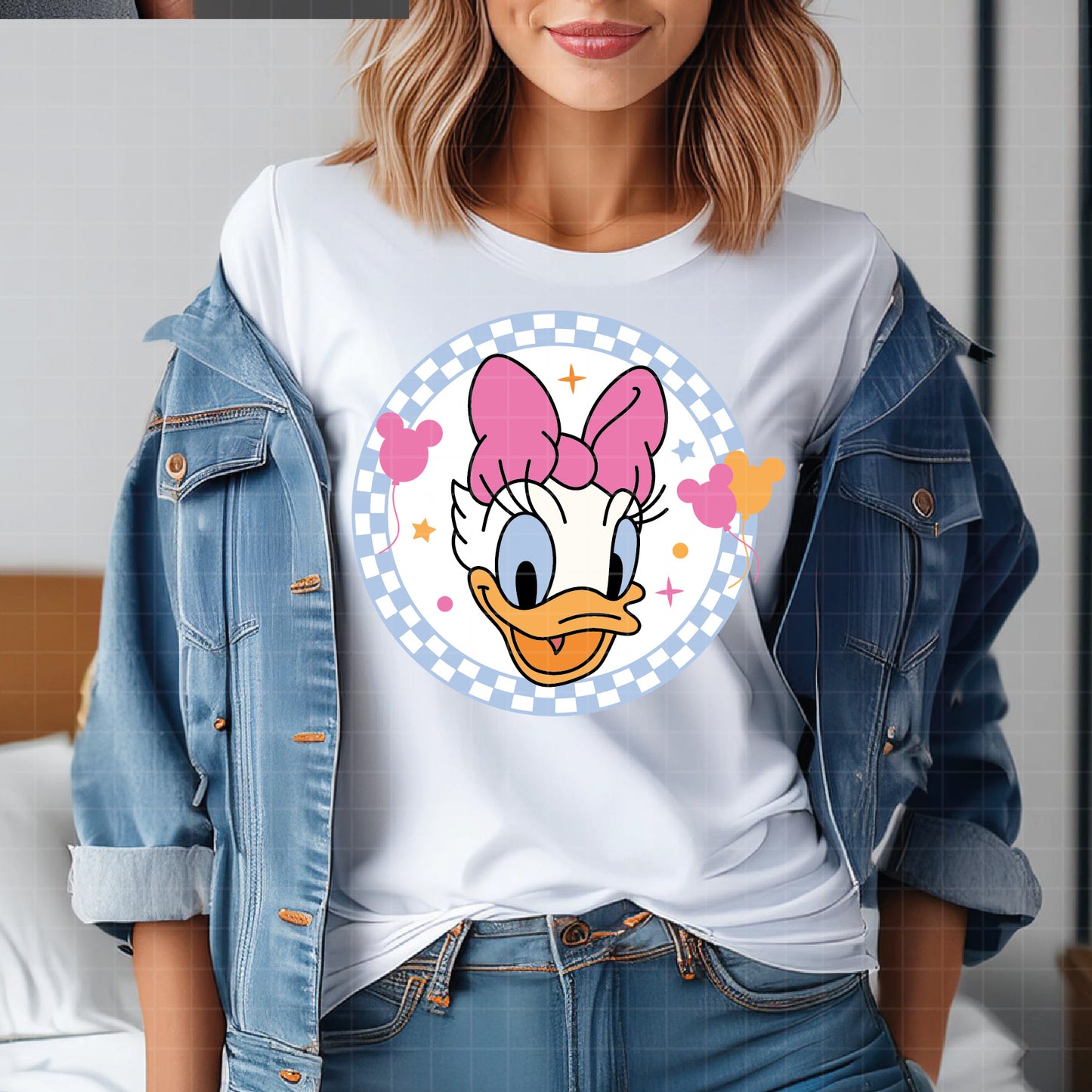 COD1622 - Daisy circle checkered bundle, Disney clipart Svg, Png, Eps, Dxf, Jpeg, vector.