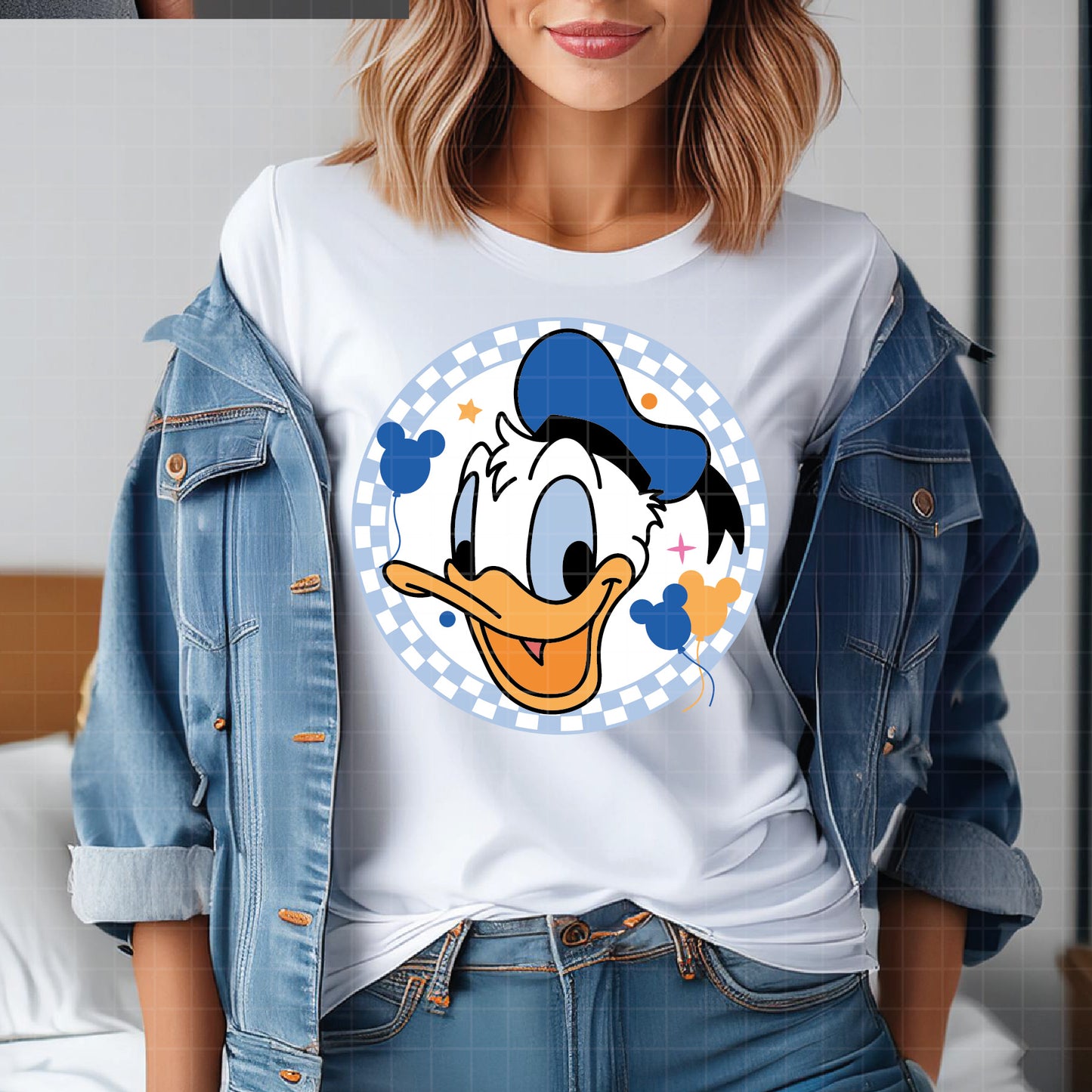 COD1629 - Donald circle checkered bundle, Disney Classics clipart Svg, Png, Eps, Dxf, Jpeg, vector.