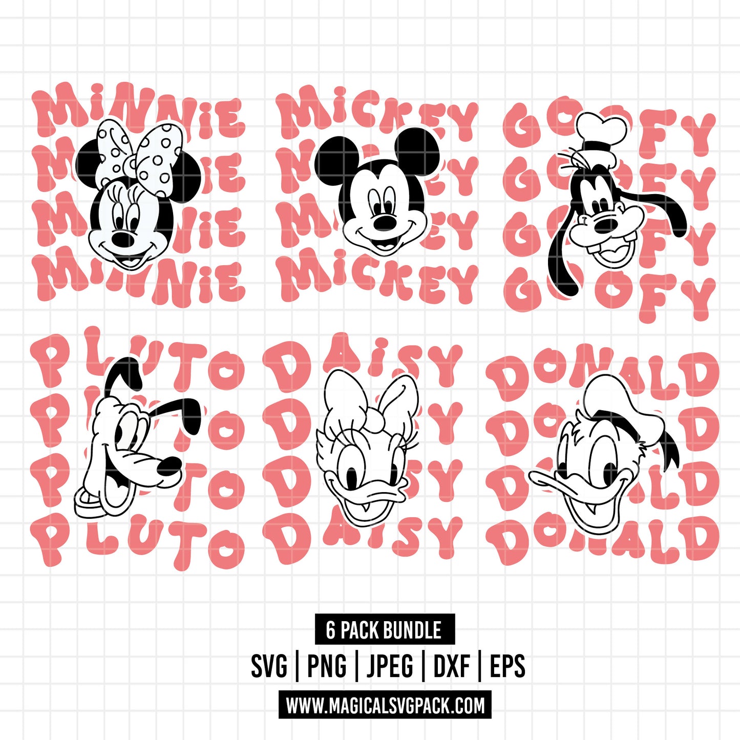 COD1632 - Disney Classics patterns bundle, Disney clipart Svg, Png, Eps, Dxf, Jpeg, vector.