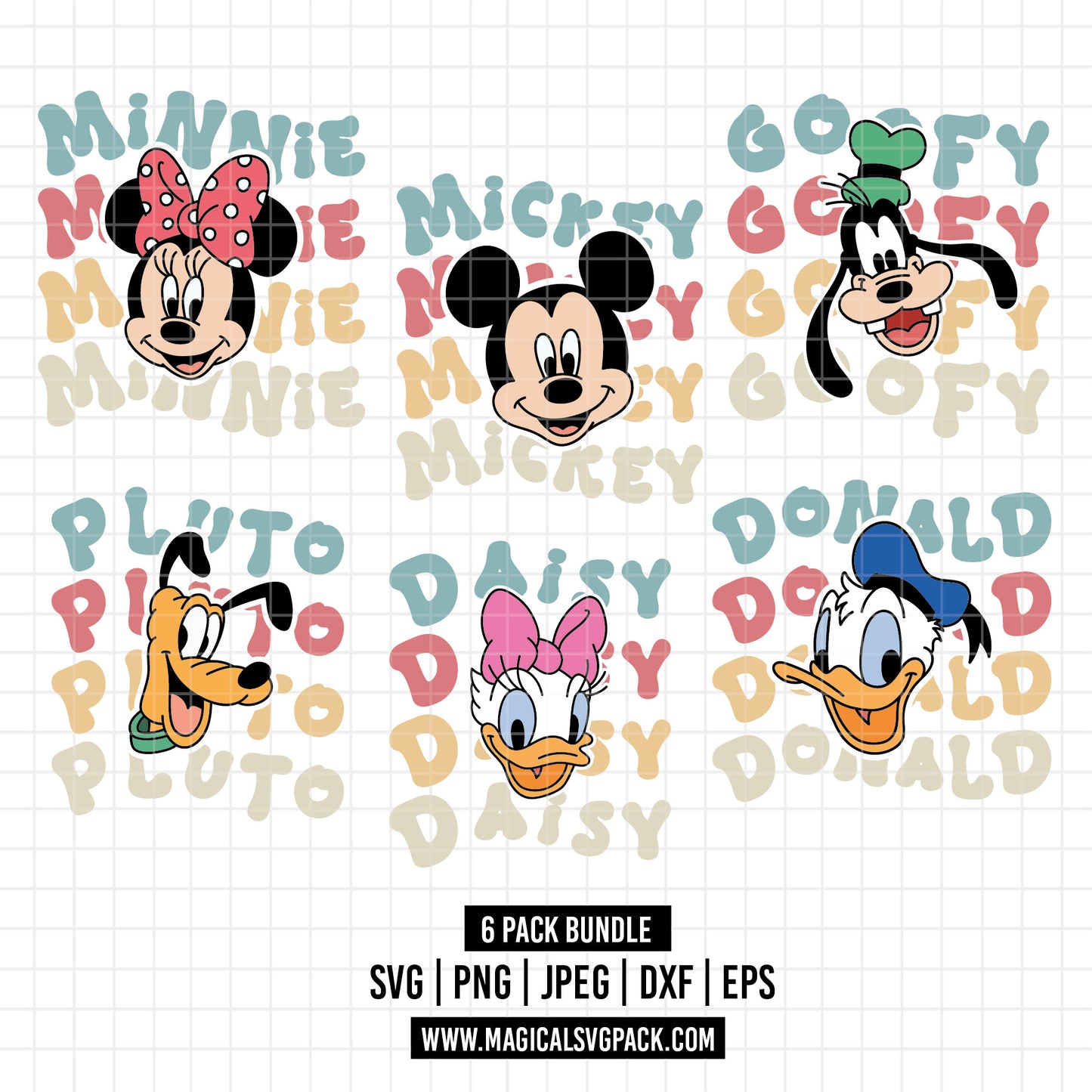 COD1633 - Disney Classics patterns bundle, Disney clipart Svg, Png, Eps, Dxf, Jpeg, vector.