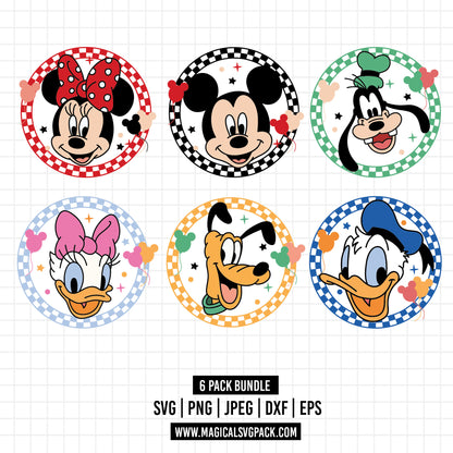 COD1636 - Disney Classics circle checkered bundle, Disney clipart Svg, Png, Eps, Dxf, Jpeg, vector.