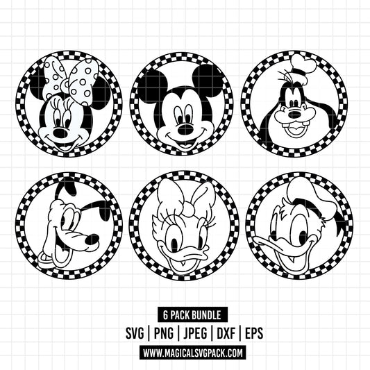 COD1637 - Disney Classics circle checkered bundle, Disney clipart Svg, Png, Eps, Dxf, Jpeg, vector.