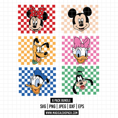 COD1638 - Disney Classics checkered bundle, Disney clipart Svg, Png, Eps, Dxf, Jpeg, vector.