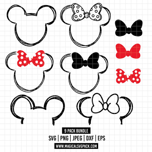 COD1640 - Minnie icons & silhouettes bundle, Disney Classics clipart Svg, Png, Eps, Dxf, Jpeg, vector.