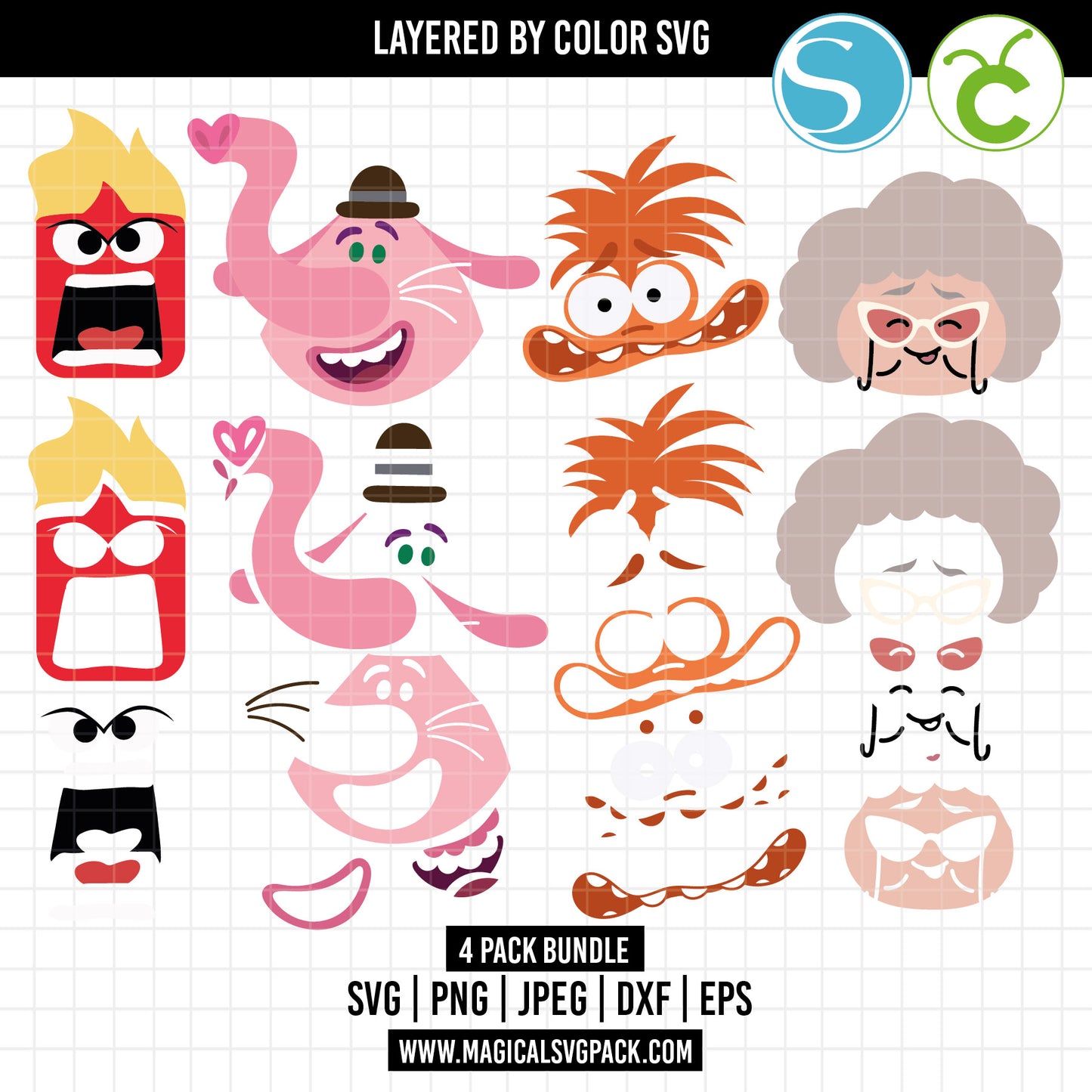 COD1643 - Inside Out Layered bundle, Disney clipart Svg, Png, Eps, Dxf, Jpeg, vector.