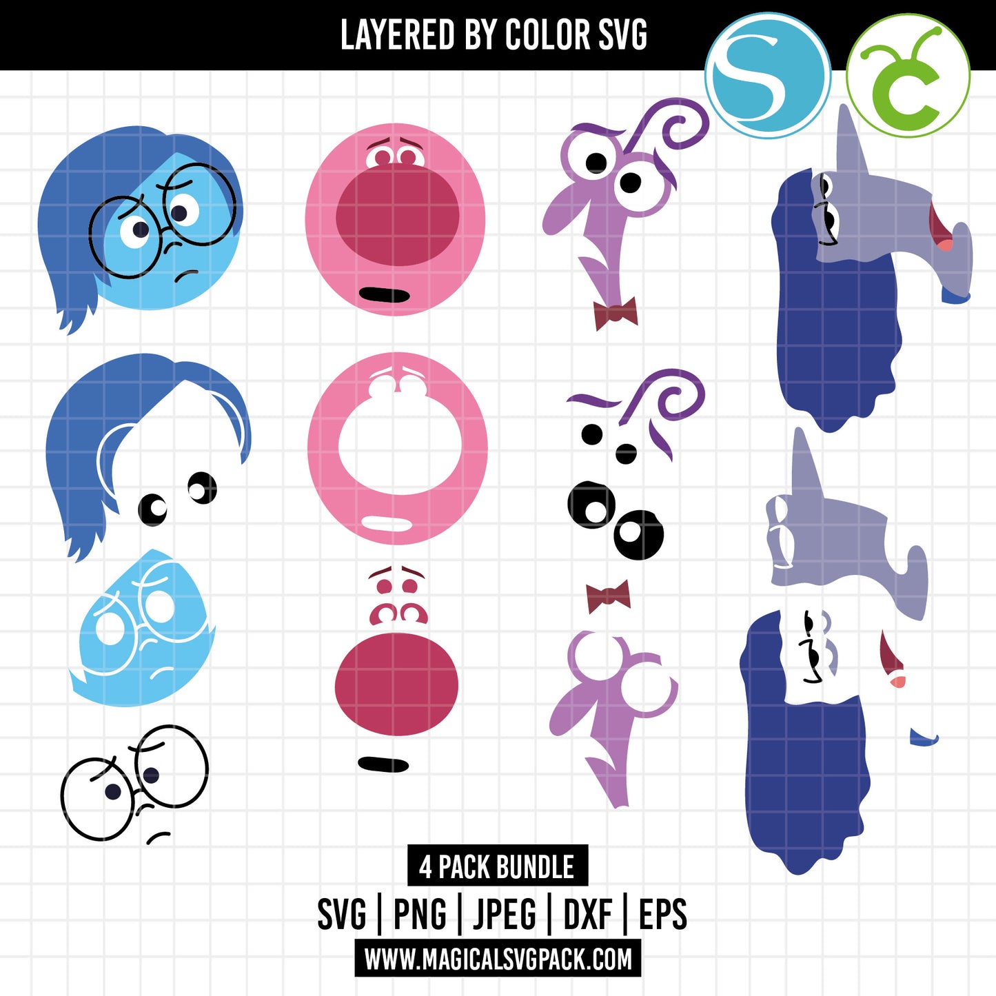 COD1644 - Inside Out Layered bundle, Disney clipart Svg, Png, Eps, Dxf, Jpeg, vector.