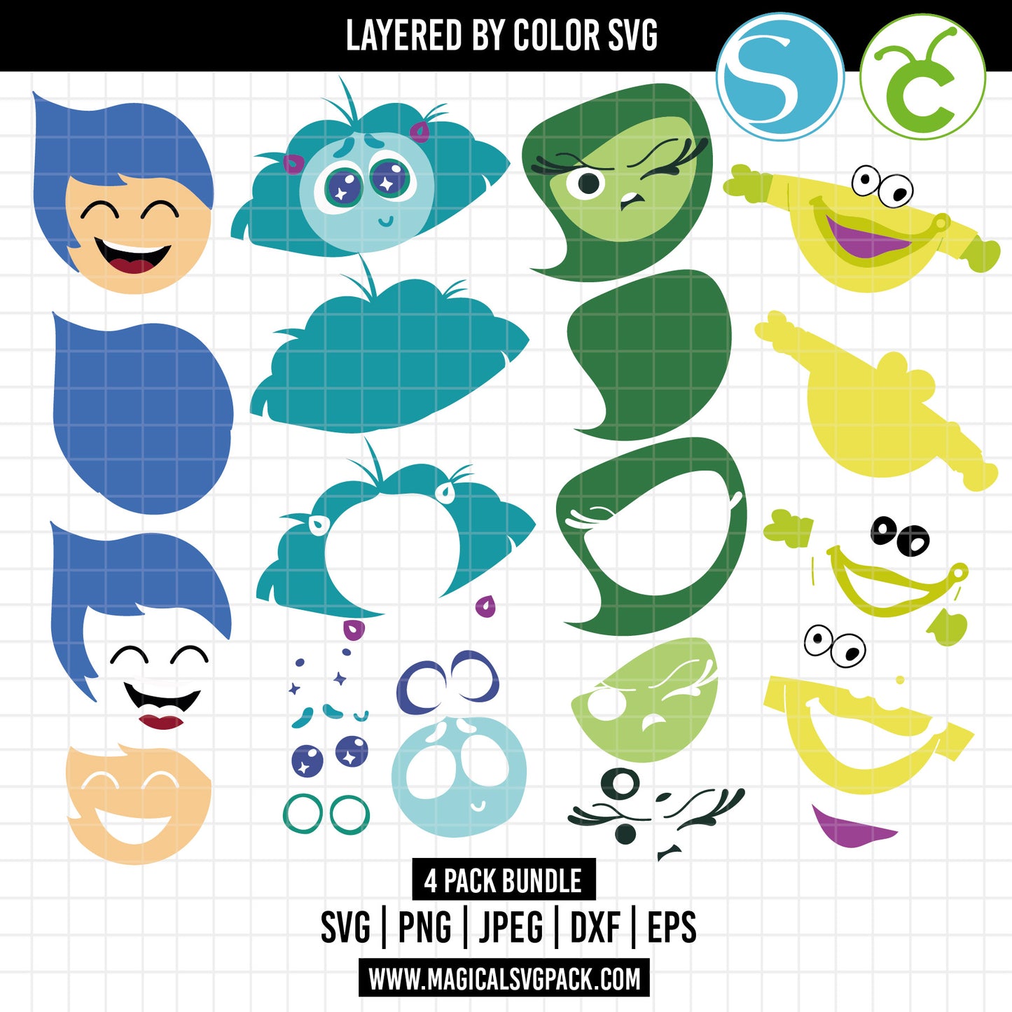 COD1645 - Inside Out Layered bundle, Disney clipart Svg, Png, Eps, Dxf, Jpeg, vector.