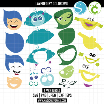 COD1645 - Inside Out Layered bundle, Disney clipart Svg, Png, Eps, Dxf, Jpeg, vector.
