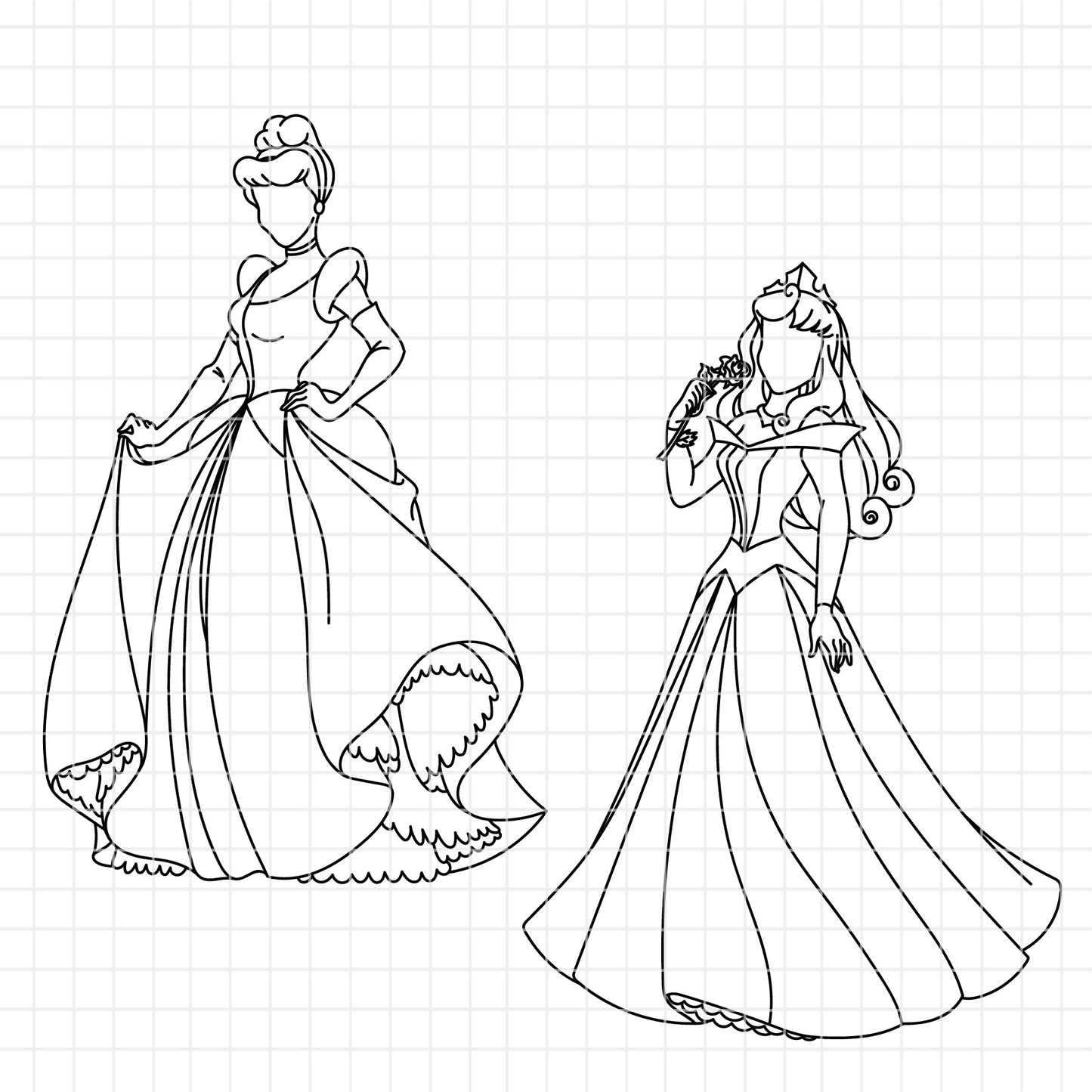 COD1656 - Disney Princess outline bundle, Disney princess clipart Svg, Png, Eps, Dxf, Jpeg, vector.