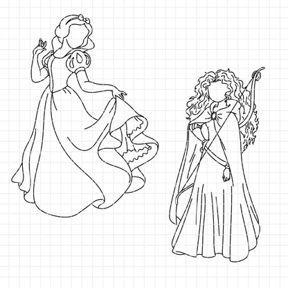 COD1656 - Disney Princess outline bundle, Disney princess clipart Svg, Png, Eps, Dxf, Jpeg, vector.