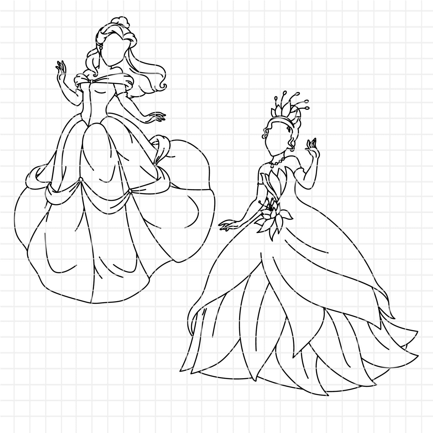 COD1656 - Disney Princess outline bundle, Disney princess clipart Svg, Png, Eps, Dxf, Jpeg, vector.