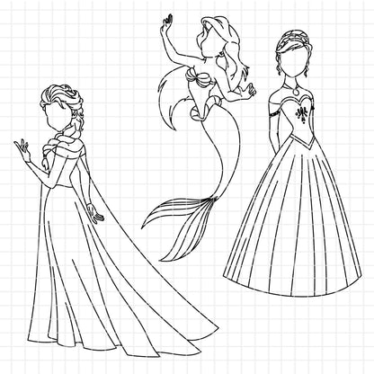 COD1656 - Disney Princess outline bundle, Disney princess clipart Svg, Png, Eps, Dxf, Jpeg, vector.