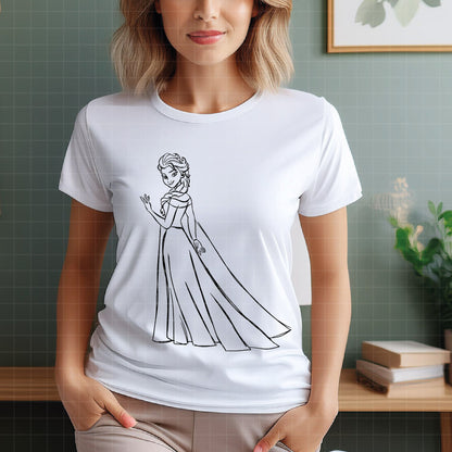 COD1658 - Princess Elsa Line art bundle, Disney princess clipart Svg, Png, Eps, Dxf, Jpeg, vector.