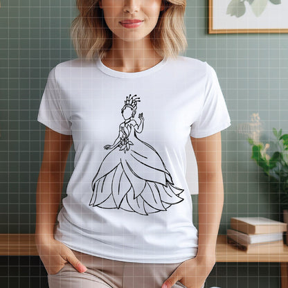 COD1660 - Princess Tiana outline bundle, Disney princess clipart Svg, Png, Eps, Dxf, Jpeg, vector.