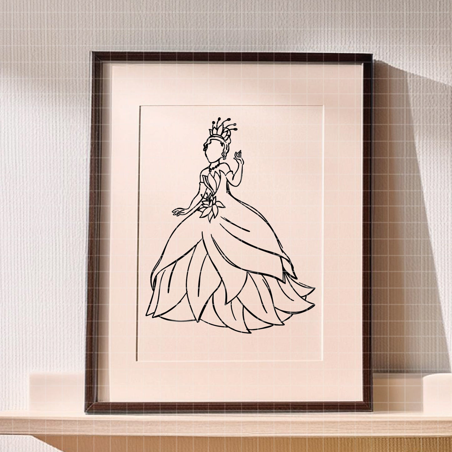 COD1660 - Princess Tiana outline bundle, Disney princess clipart Svg, Png, Eps, Dxf, Jpeg, vector.