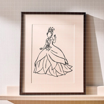 COD1660 - Princess Tiana outline bundle, Disney princess clipart Svg, Png, Eps, Dxf, Jpeg, vector.