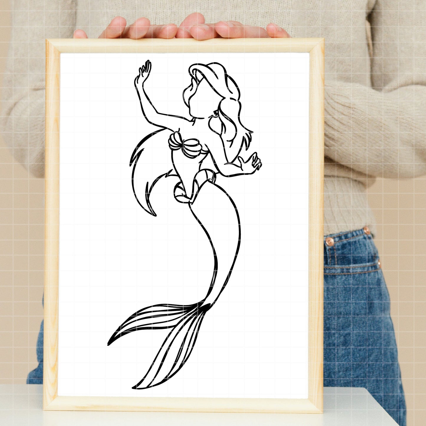 COD1664 - Princess Ariel outline bundle, Disney princess clipart Svg, Png, Eps, Dxf, Jpeg, vector.