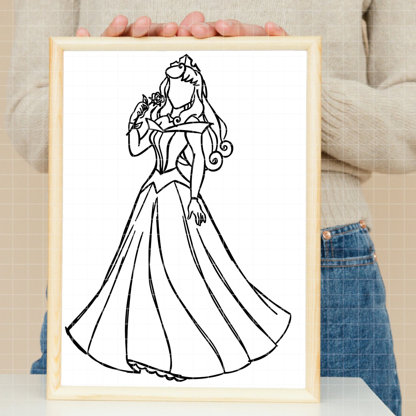 COD1665 - Princess Aurora outline bundle, Disney princess clipart Svg, Png, Eps, Dxf, Jpeg, vector.