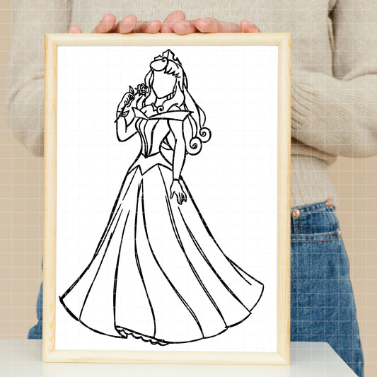 COD1665 - Princess Aurora outline bundle, Disney princess clipart Svg, Png, Eps, Dxf, Jpeg, vector.
