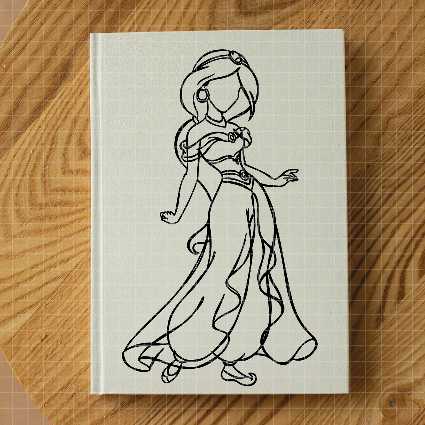 COD1666 - Princess Jasmine outline bundle, Disney princess clipart Svg, Png, Eps, Dxf, Jpeg, vector.