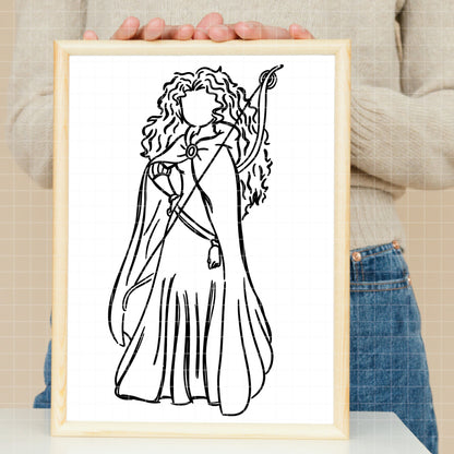 COD1668 - Princess Merida outline bundle, Disney princess clipart Svg, Png, Eps, Dxf, Jpeg, vector.