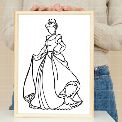 COD1669 - Princess Cinderella outline bundle, Disney princess clipart Svg, Png, Eps, Dxf, Jpeg, vector.